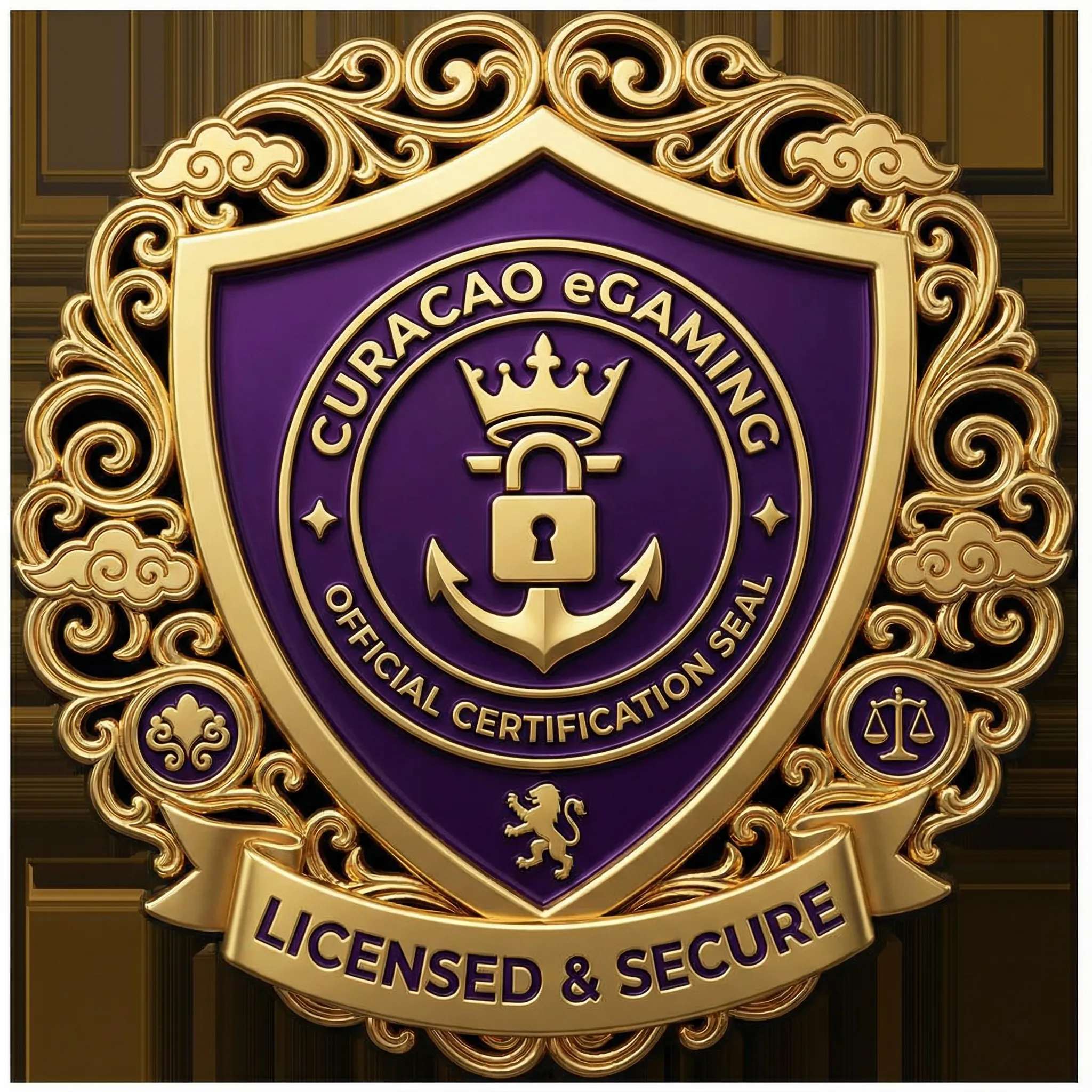 Selo de licença Curaçao eGaming certificando a legalidade do cassino